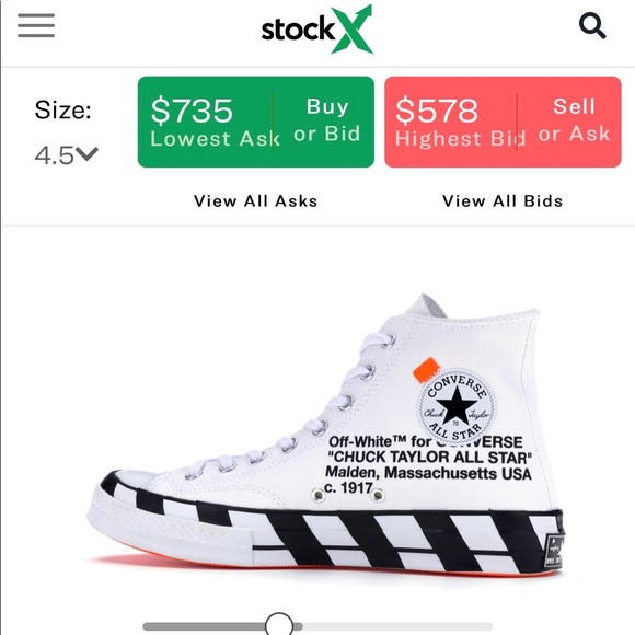 Sold 🚫 Off-White Virgil Abloh Nike Converse Chuck Hi Top - Picture 3 of 10